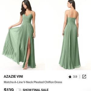 Azazie Matcha Pleated Maxi Dress